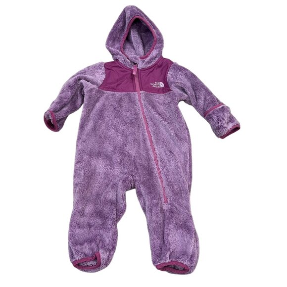 The North Face Infant Fleece Hooded Bunting Suit 3-6M Purple - Picture 1 of 6